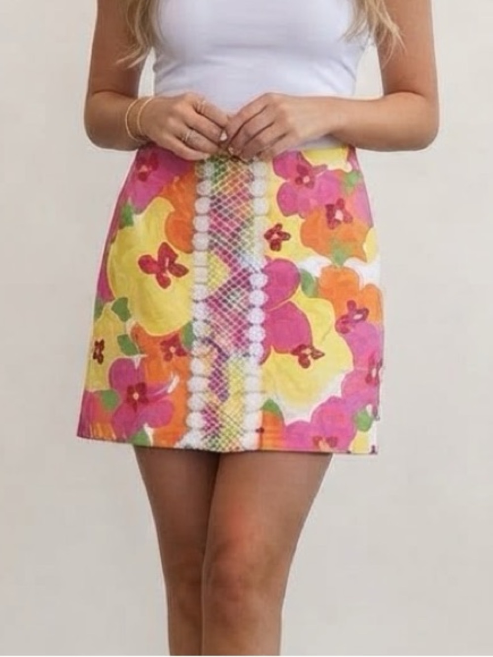 Lilly Pulitzer Sz 8 Original Cotton Tropical Floral Colorful Skirt
